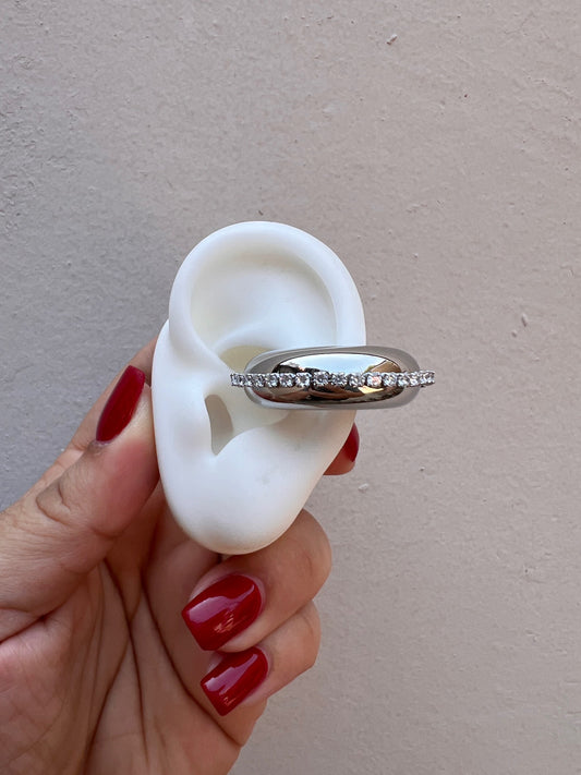 Ear cuff dona linea brillante silver