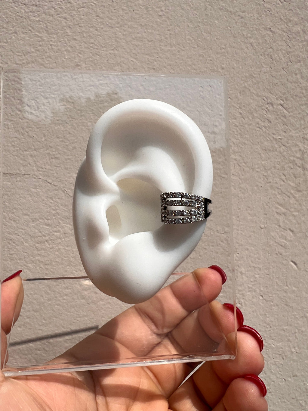 Earcuff Silver 4 Lineas Brillantes