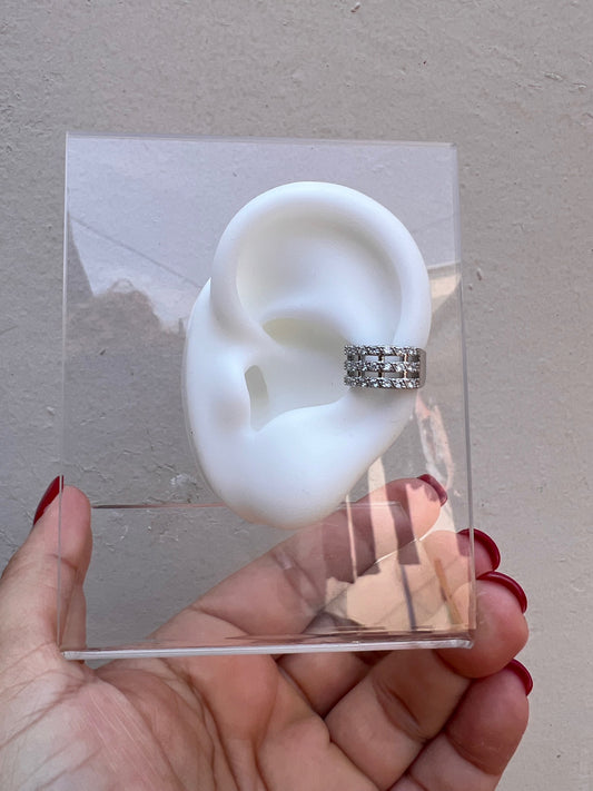 Ear cuff silver 3 lineas brillantes