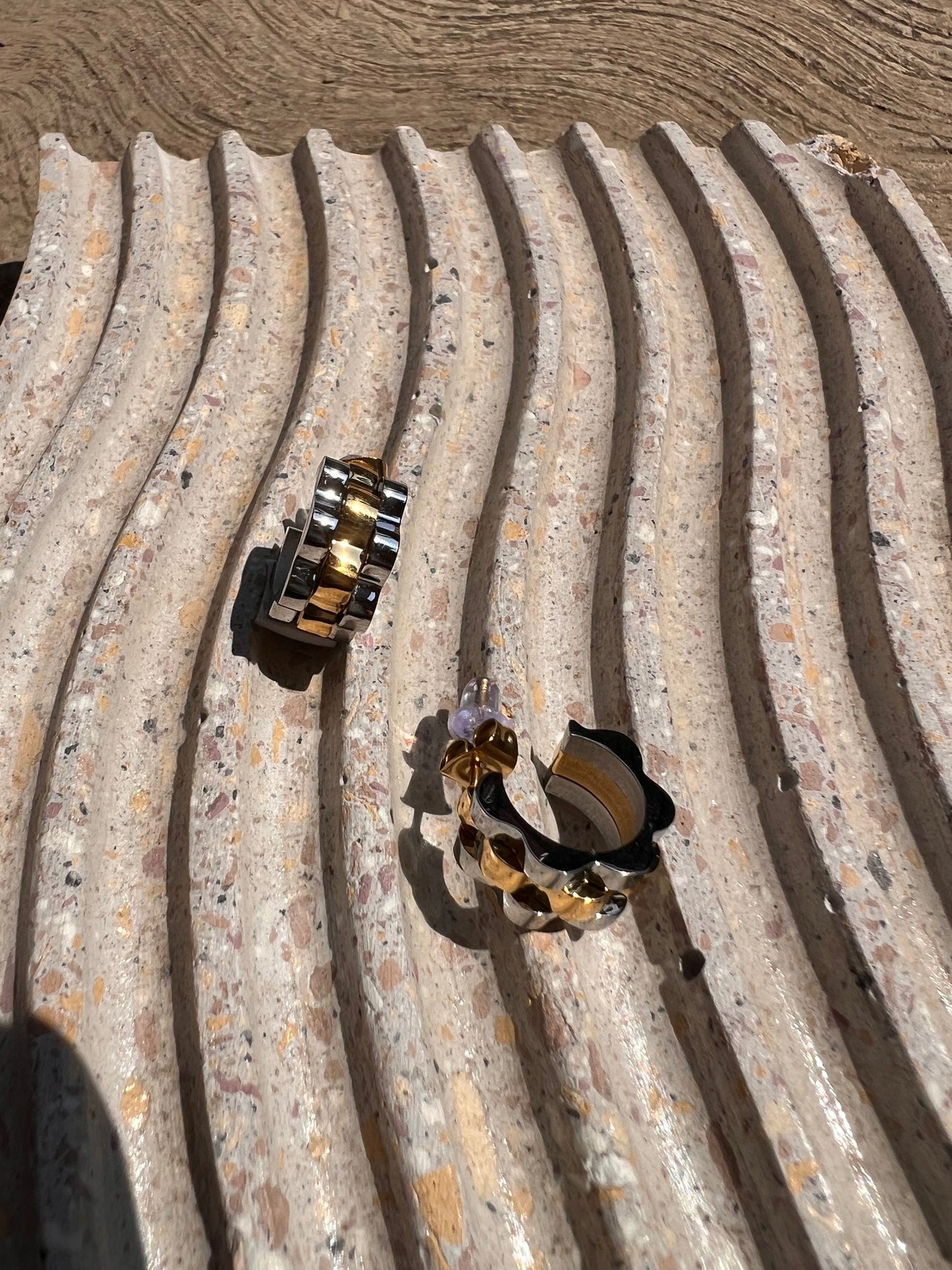 Hoops tipo rolex gold & silver pequeñas