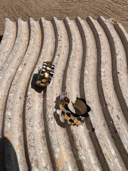 Hoops tipo rolex gold & silver pequeñas