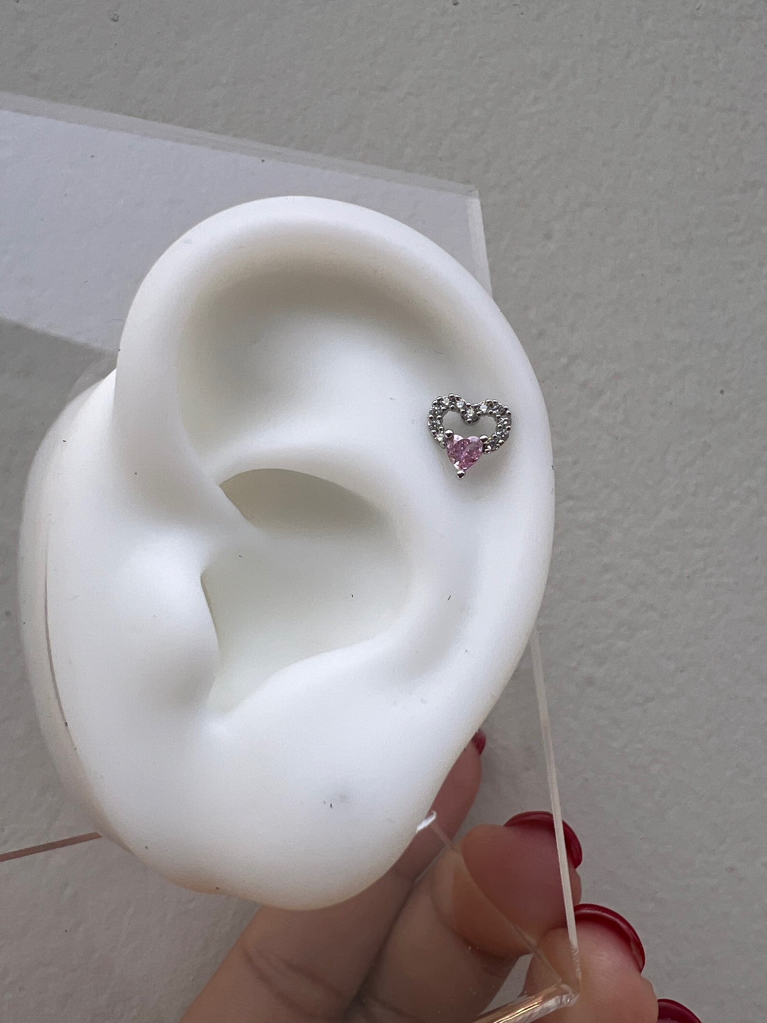 Piercing Silver Heart Pink & Clear
