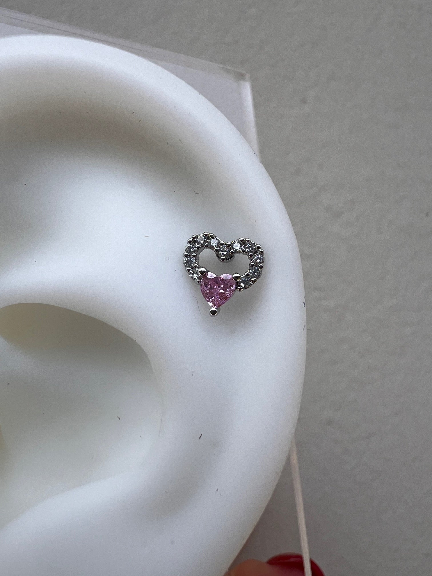 Piercing Silver Heart Pink & Clear