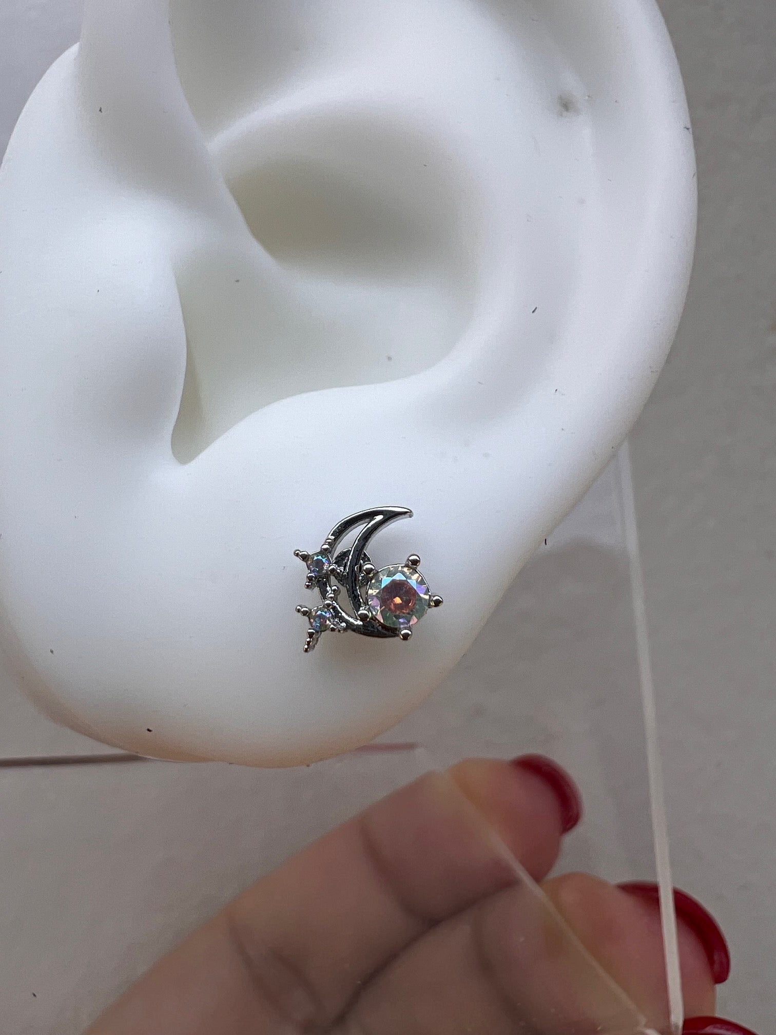 Piercing Silver Media Luna Con Tornasol