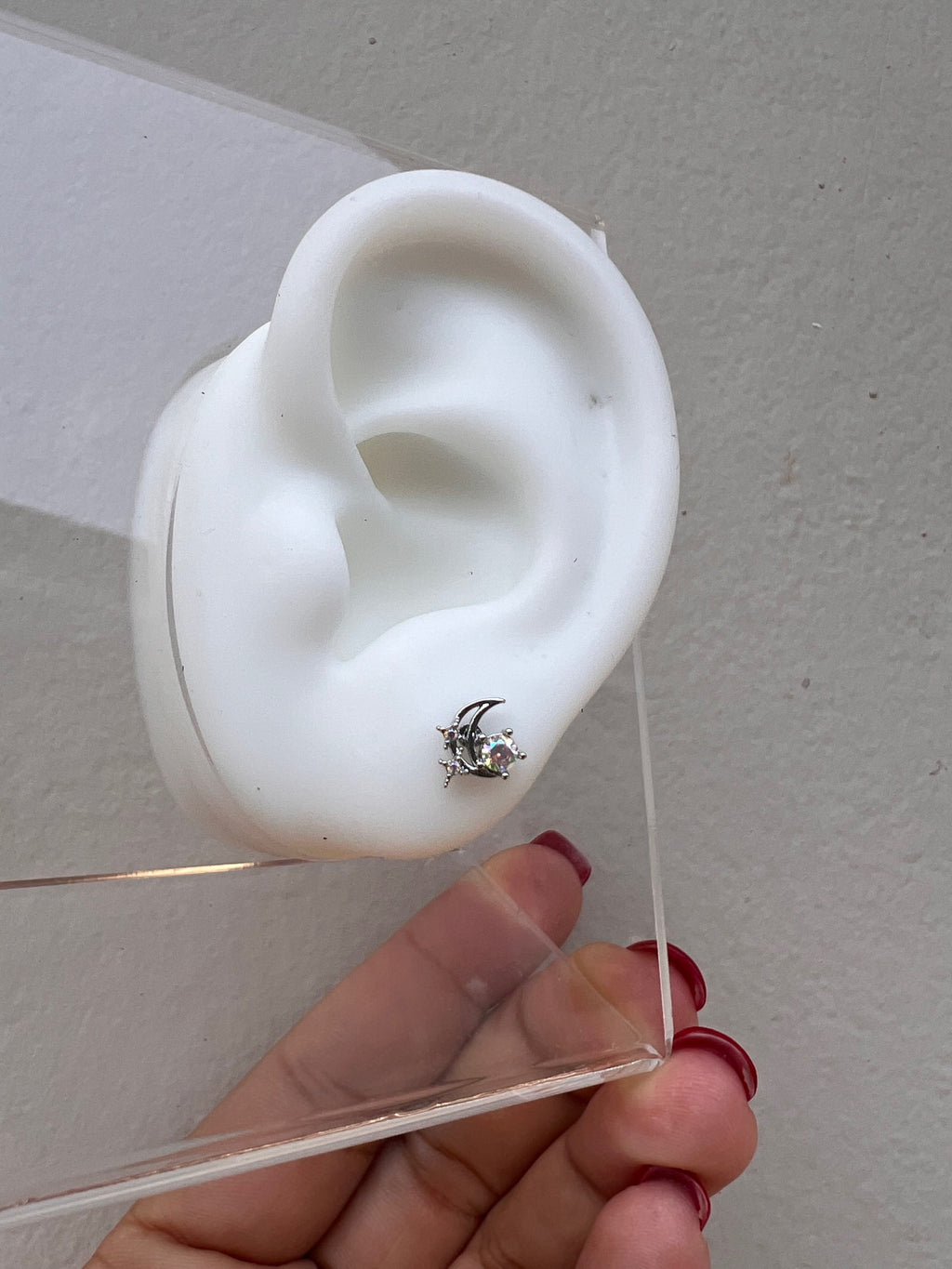 Piercing Silver Media Luna Con Tornasol