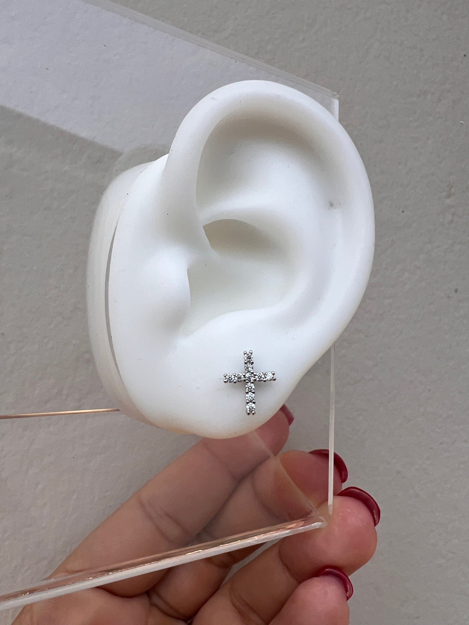 Piercing Silver Cruz Brillante
