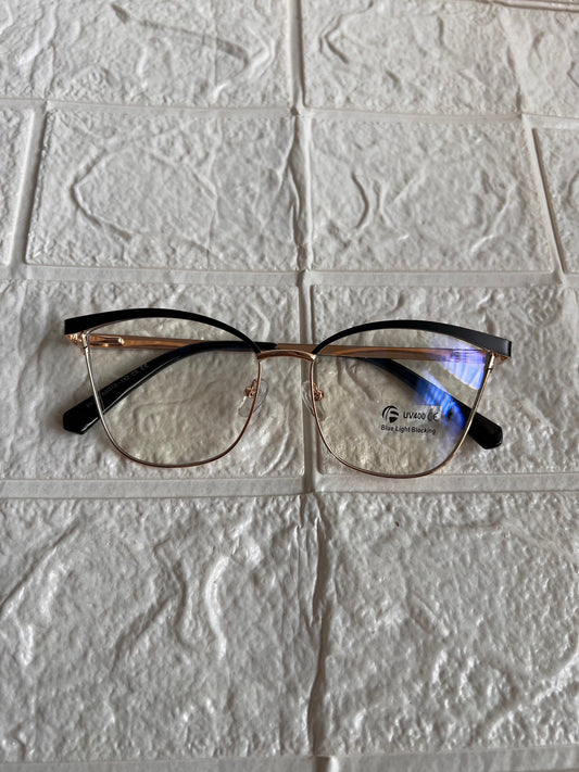 Lentes semi cuadrados negros/gold