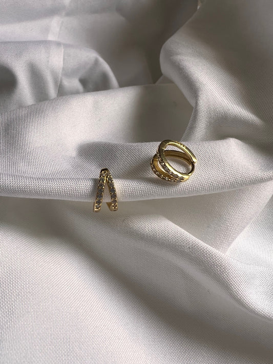Mini hoops dobles gold con circonias 7mm