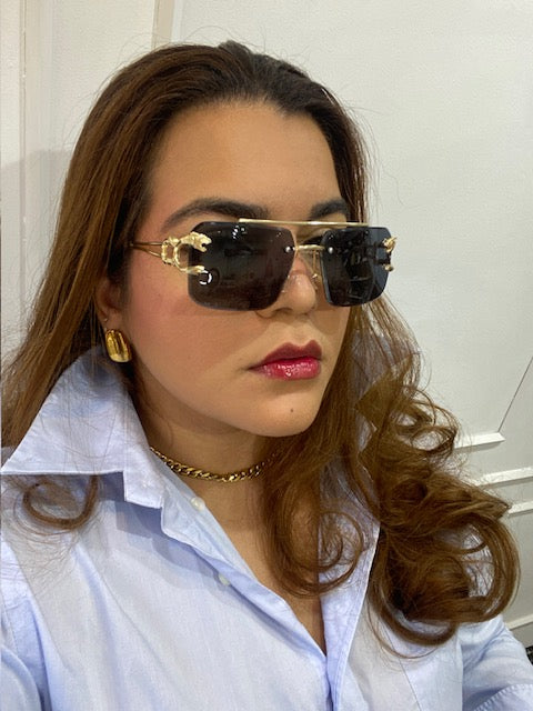 Lentes Tipo Cartier Rectangulares Negros Pantera