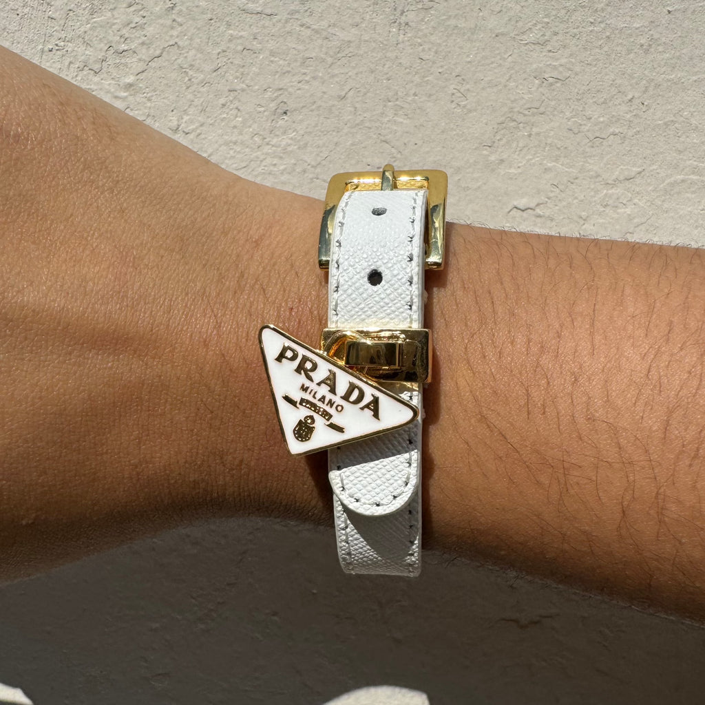 Brazalete Cuerito Prada Blanco/Gold
