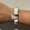 Brazalete Cuerito Prada Blanco/Gold
