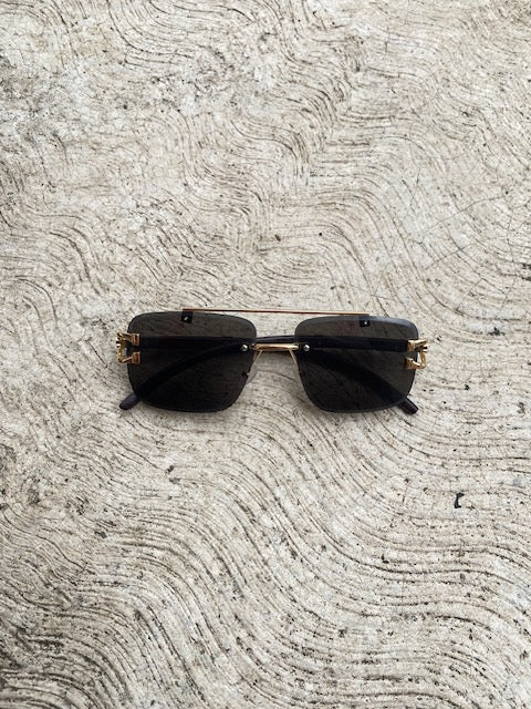 Lentes Tipo Cartier Rectangulares Negros Pata Madera