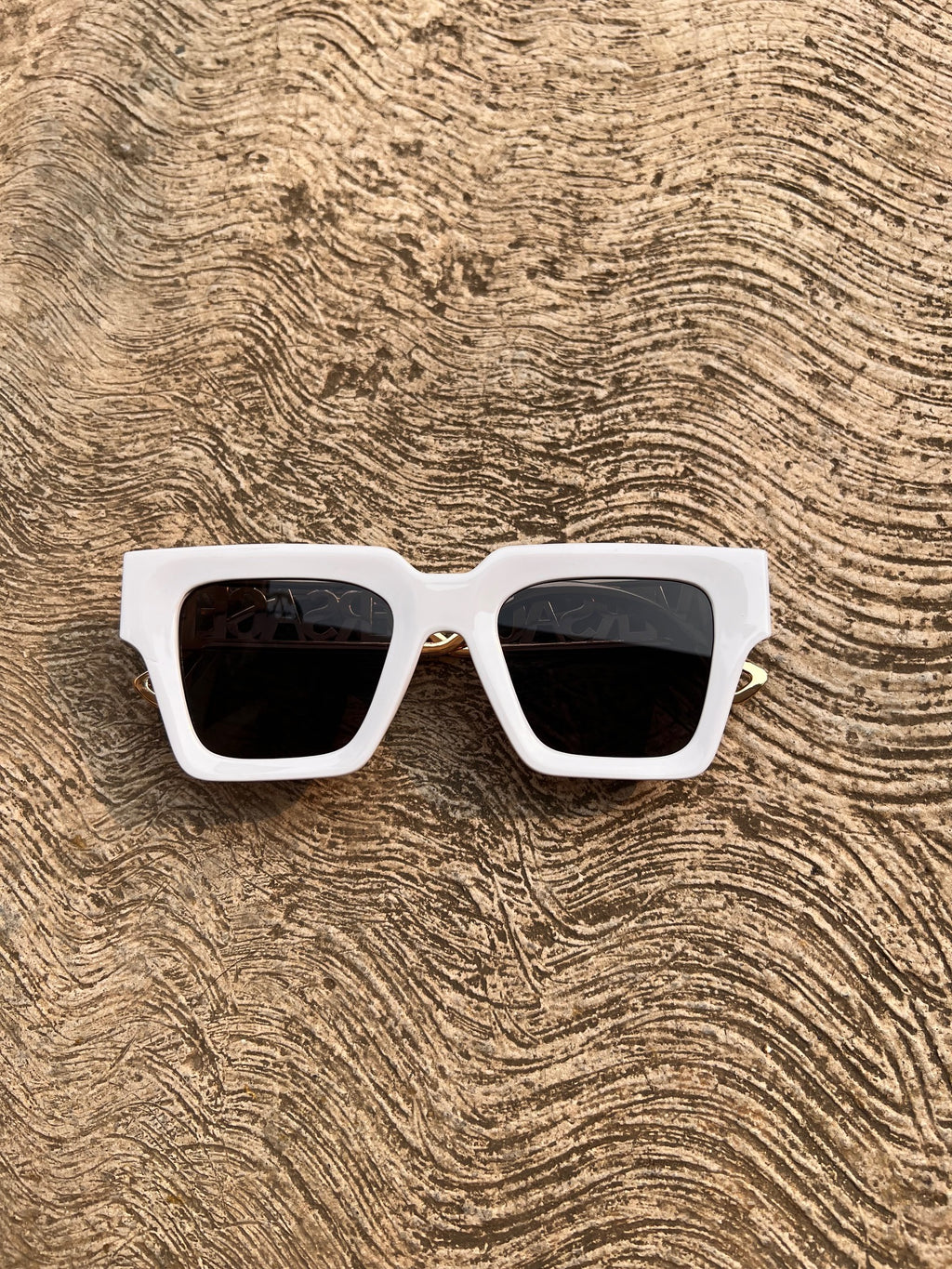 Lentes Versace Blancos Cat Eye Patillas Gold