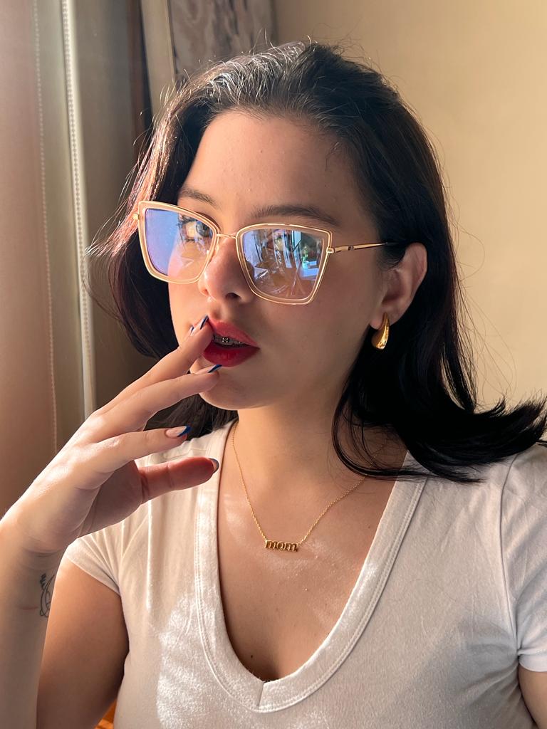Lentes Cat Eye Vintage Gold y Clear