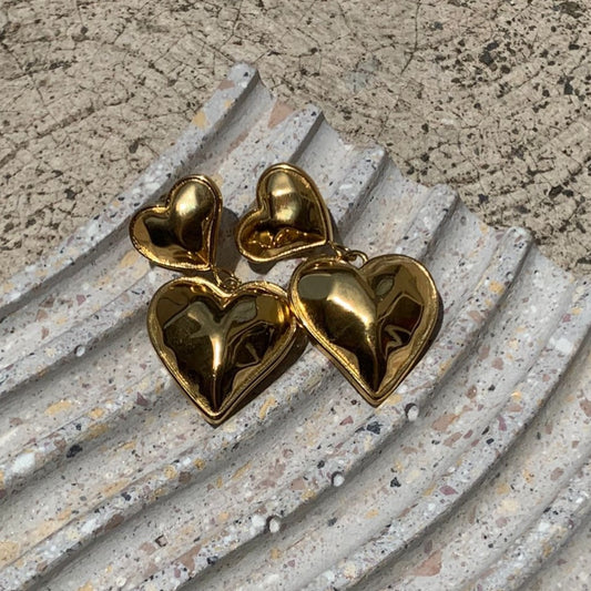 Aretes Double Heart Gold