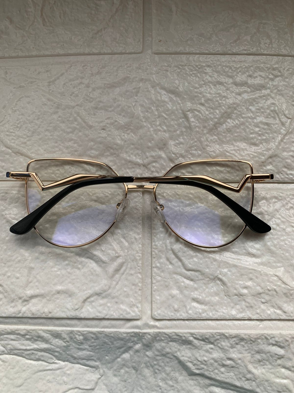 Lentes Cat Eye Frame Negro + Zigzag Nuevos
