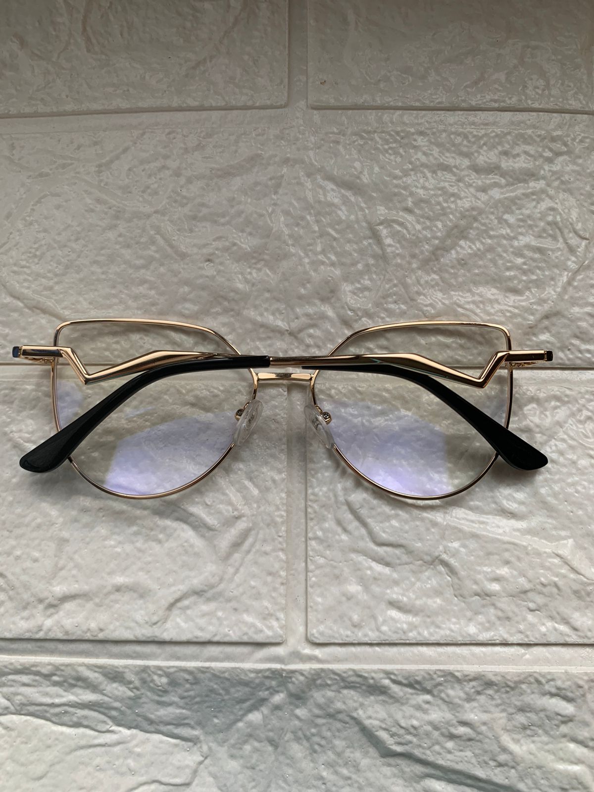 Lentes Cat Eye Frame Negro + Zigzag Nuevos