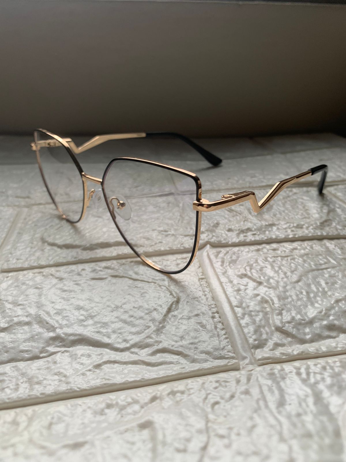 Lentes Cat Eye Frame Negro + Zigzag Nuevos
