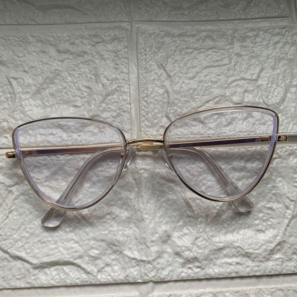 Lentes Cat Eye Skinny Clear/Gold