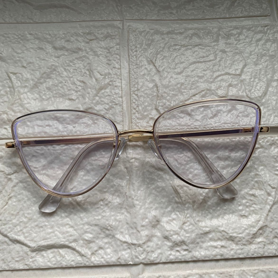 Lentes Cat Eye Skinny Clear/Gold