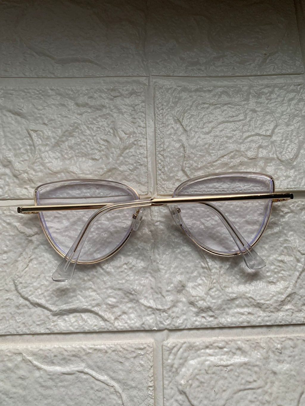 Lentes Cat Eye Skinny Clear/Gold