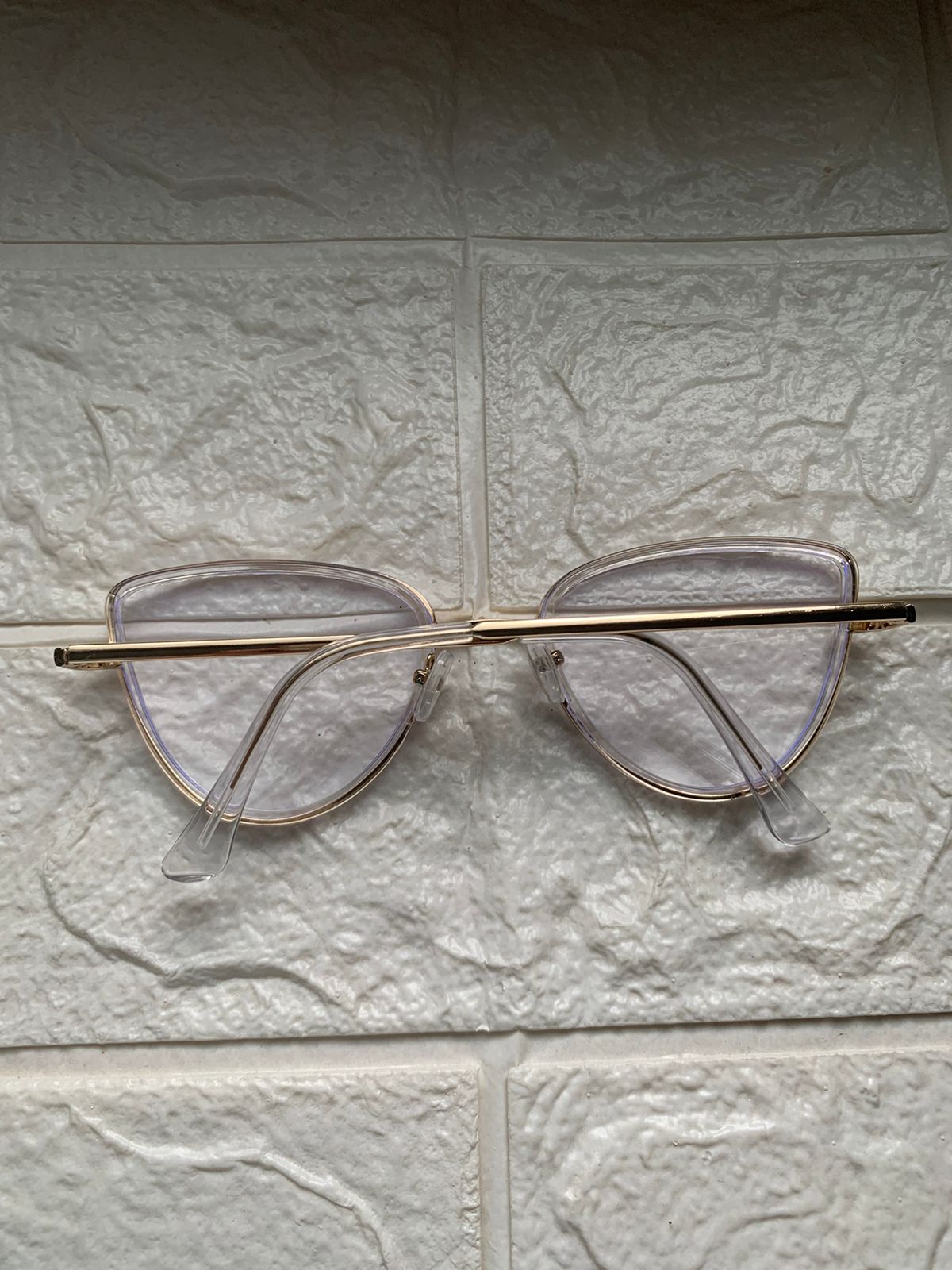 Lentes Cat Eye Skinny Clear/Gold