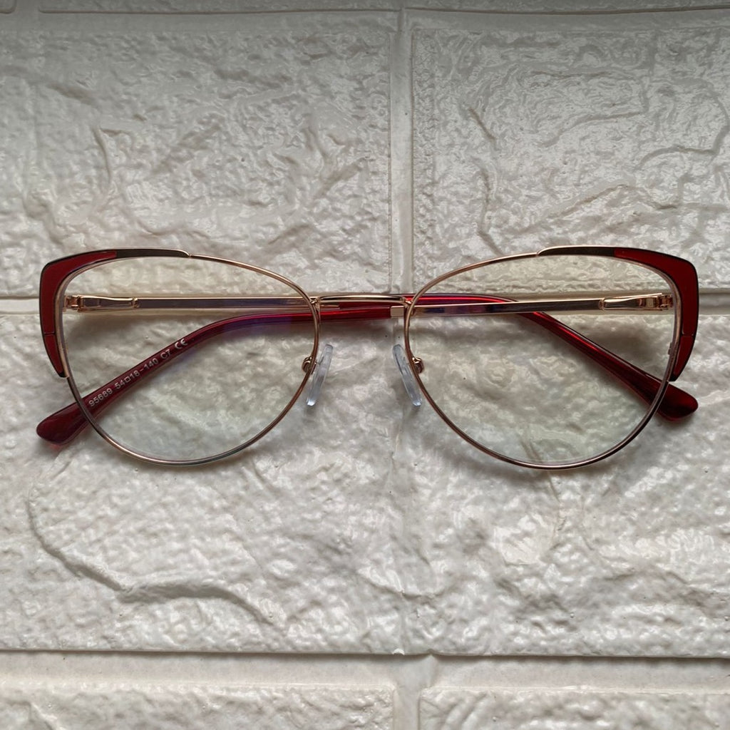 Lentes Cat Eye Gold Mini Esquinas Red