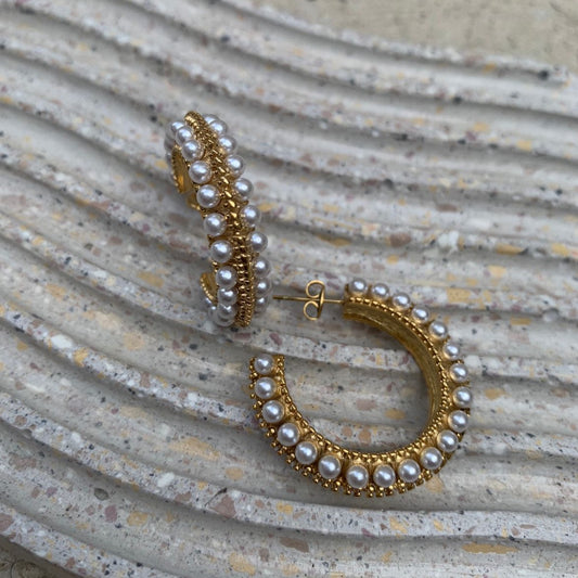 Hoops Gold con Mini Perlas