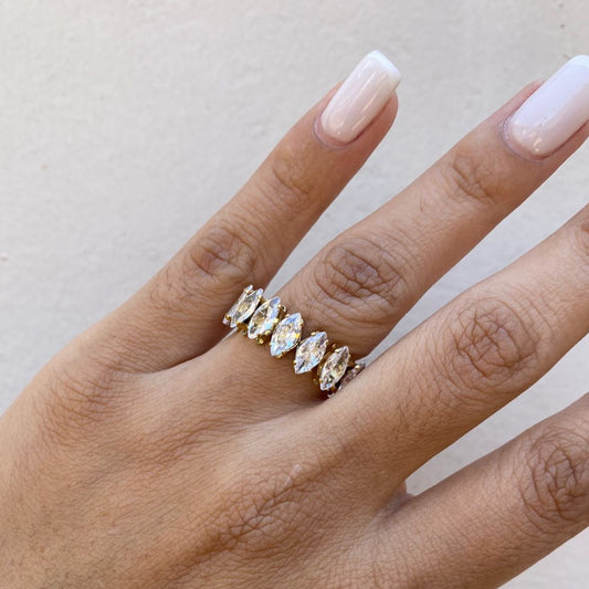 Anillo Zirconias Ovaladas Ajustable