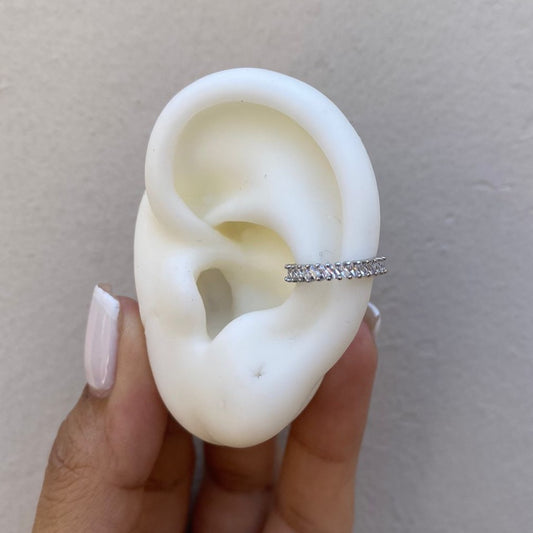 Earcuff Zirconias Verticales Silver