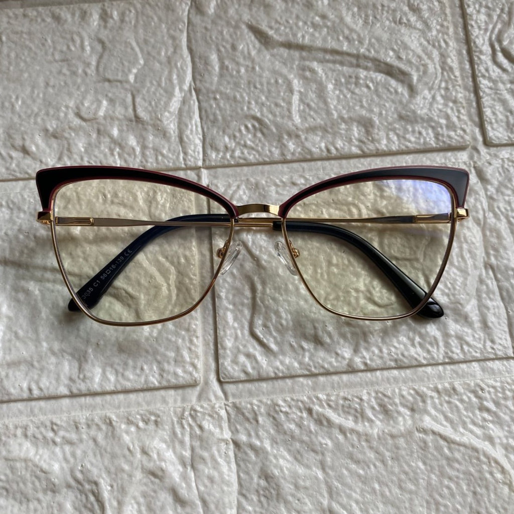 Lentes Cat Eye Gold Top Ocre