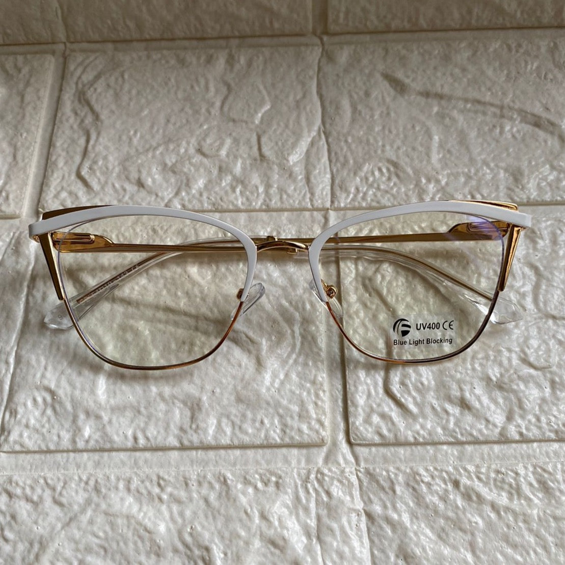 Lentes Cat Eye Gold Top Blanco