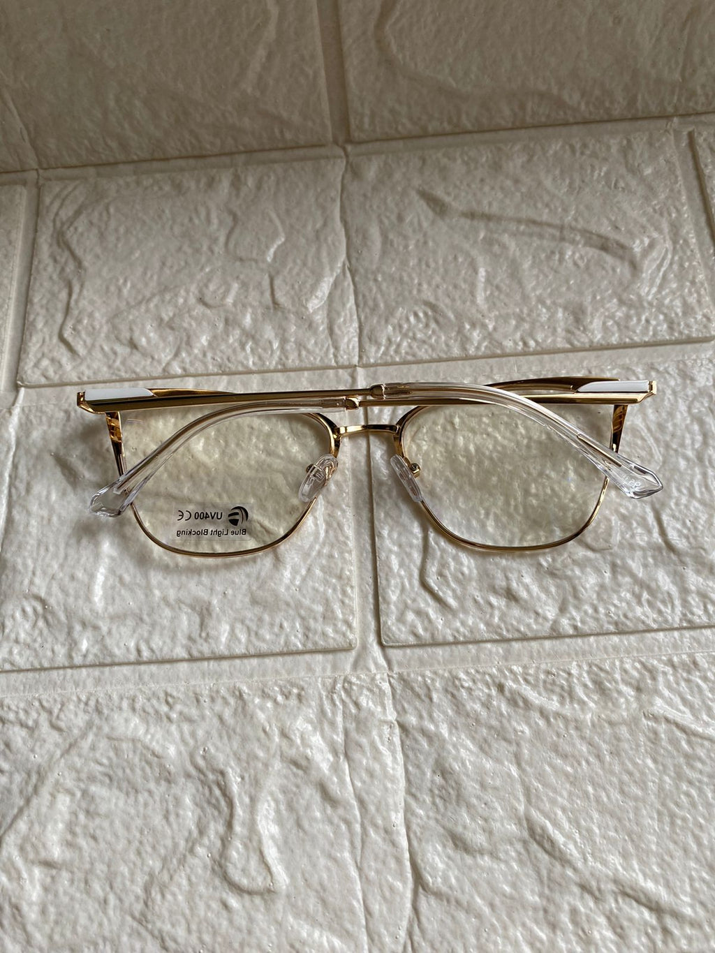 Lentes Cat Eye Gold Top Blanco