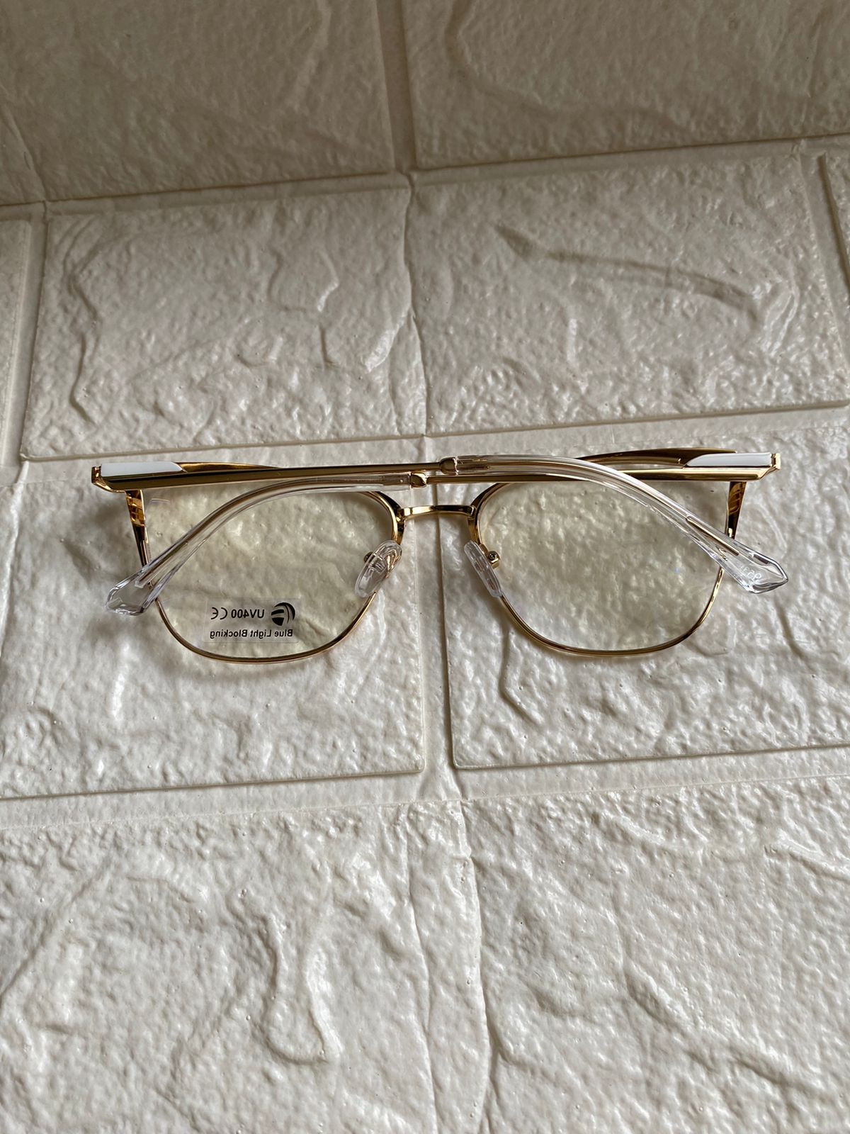 Lentes Cat Eye Gold Top Blanco