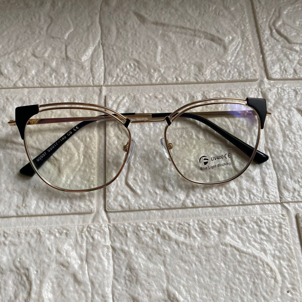 Lentes Cat Eye Doble Gold y Esquinas Negras