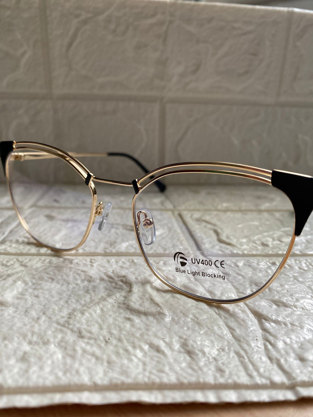 Lentes Cat Eye Doble Gold y Esquinas Negras