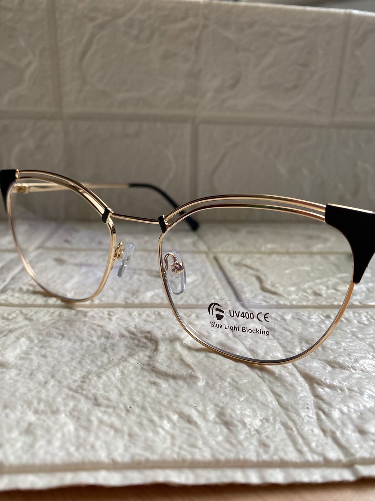 Lentes Cat Eye Doble Gold y Esquinas Negras