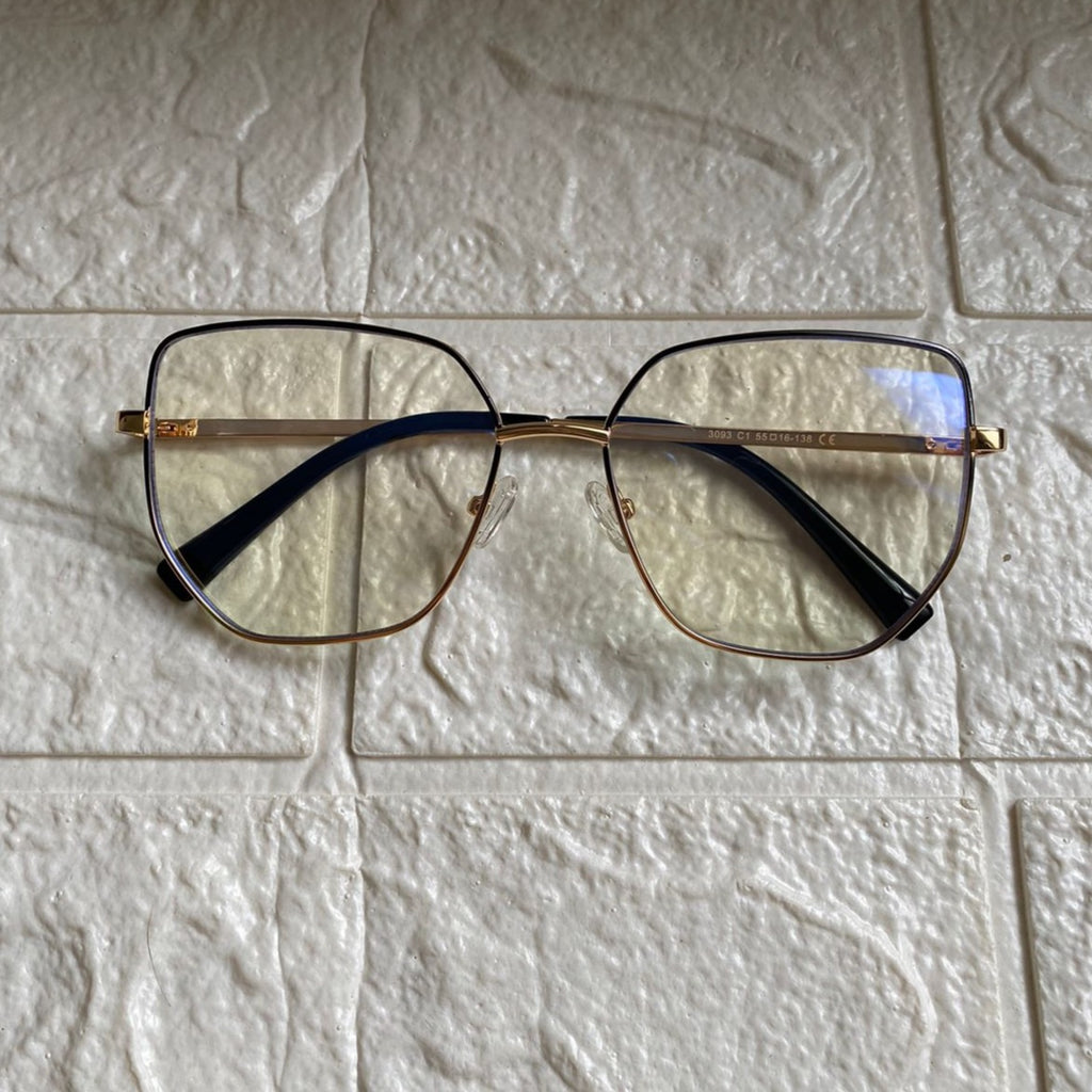 Lentes Semihexagonales Metal Gold/Negro
