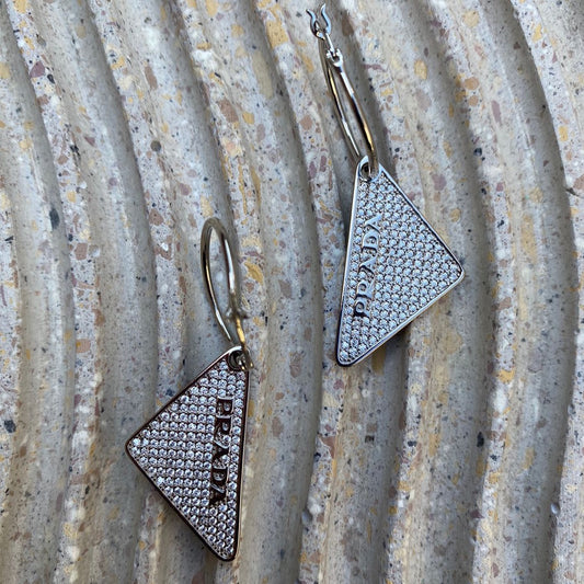 Hoops Prada Full Bling Silver