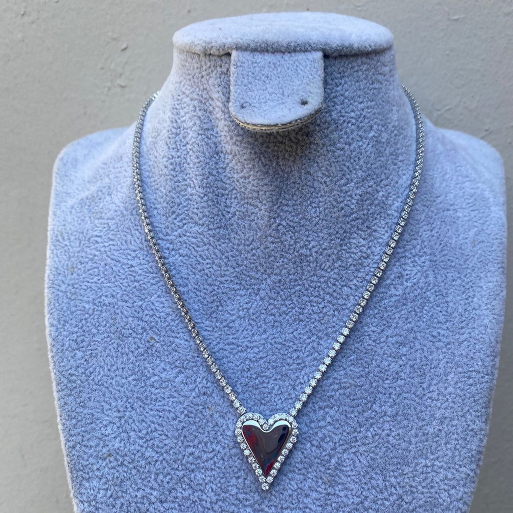 Cadena Tenis Heart Silver