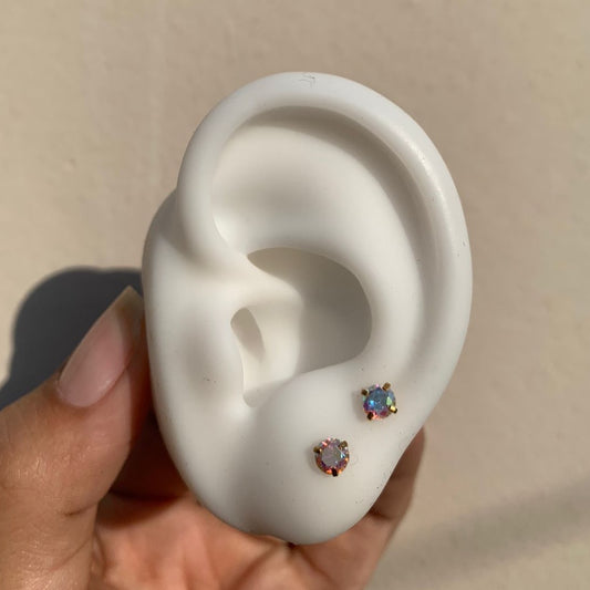 Par Piercings Gold Puntos Tornasol Gde