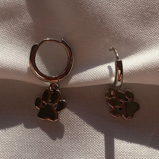 Mini Hoops Dog Paws Silver
