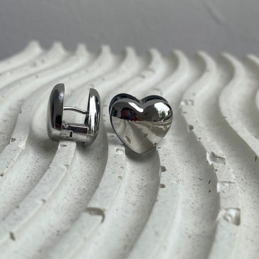 Hoops Chunky Hearts Silver