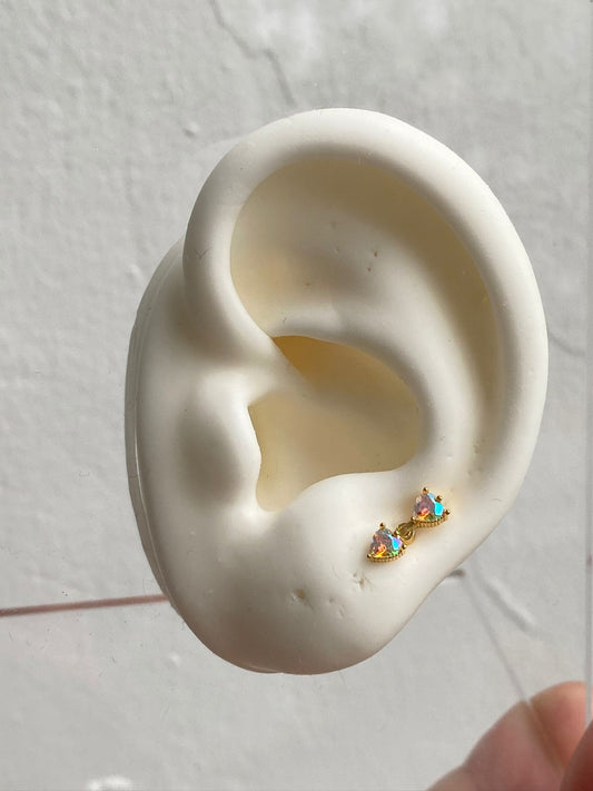 Piercing Doble Corazon Gold/Tornasol