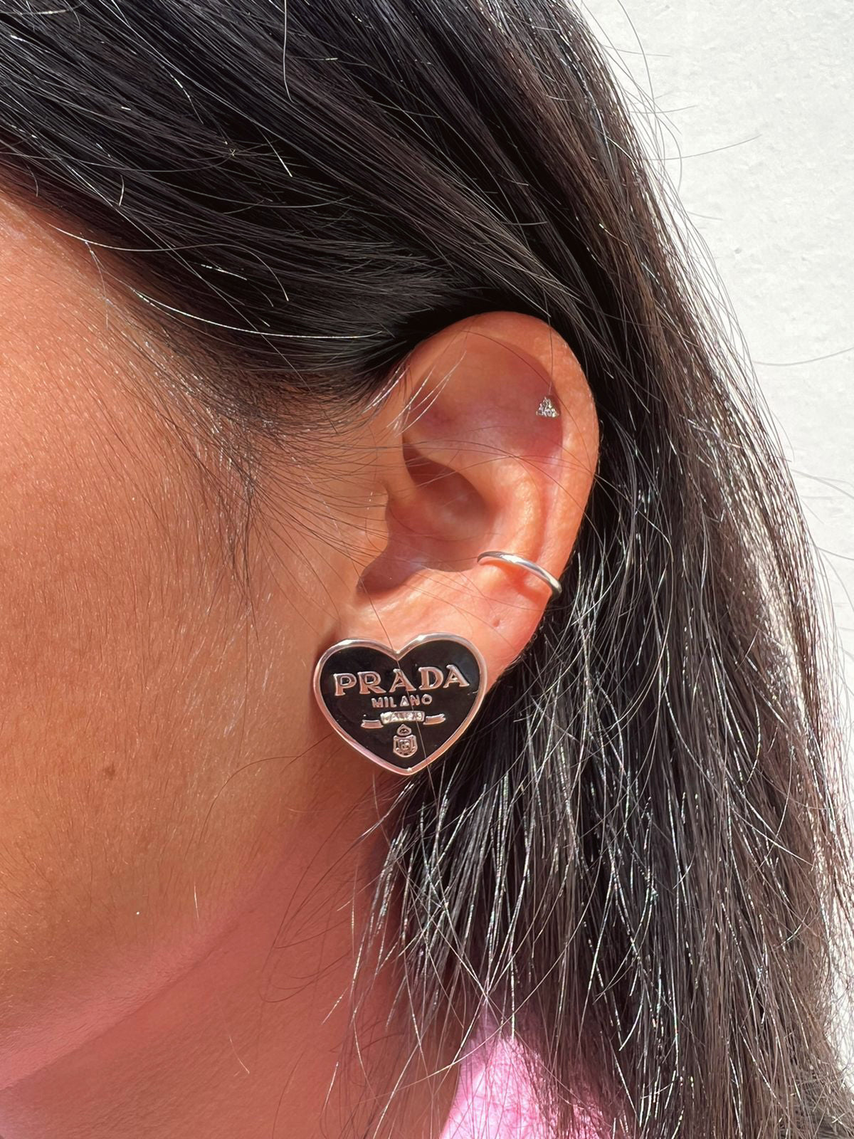 Prada Heart Studs