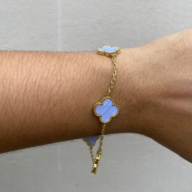 Brazalete Van Cleef Gold Trebol Lila