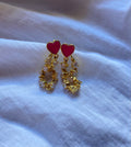 Studs Corazones Pinky con Cadena