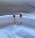 Mini Hoops Gold Con Pink