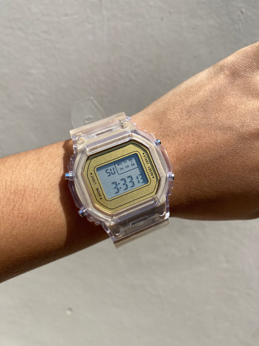 Reloj Clear/ Gold