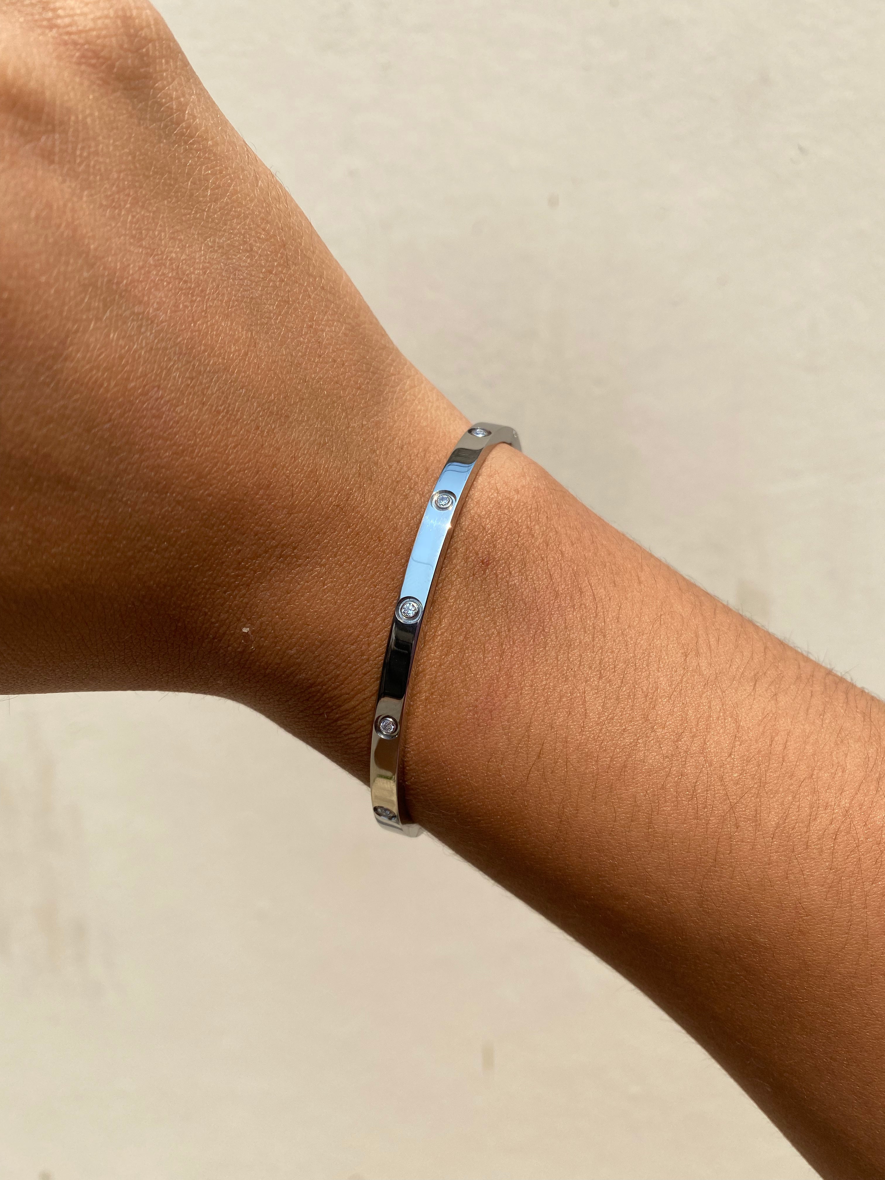 Bangle tipo Cartier Silver Zircons 4mm